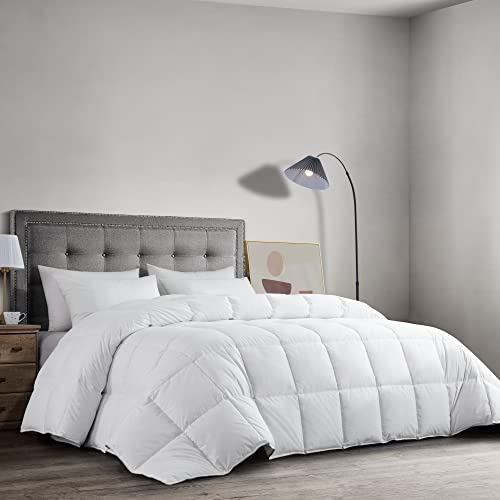  Feather And Down Comforter, Oversized King Comforter 120 X 120, White Extra Large Duvet Insert For All Season, 100% Cotton Cover Down Proof With Corner Tabs