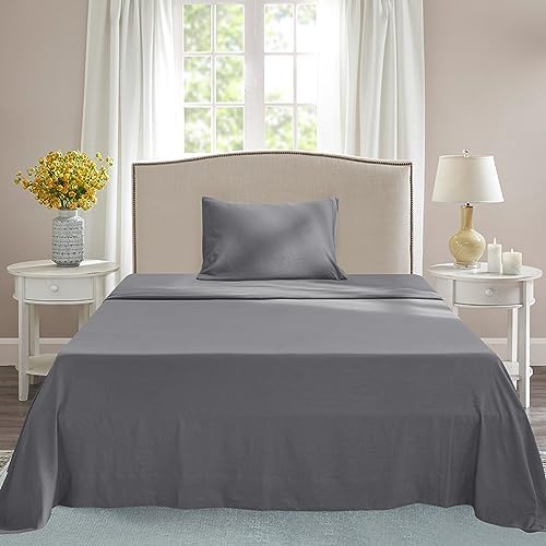  CHUN YI Bed Sheets Queen Size, 4 Piece Sheet Set, Fitted Sheet And Pillowcase Set, Queen Sheets Deep Pocket, Super Soft Breathable Cooling Sheets Hotel Luxury Sheets Easy Care (Grey)