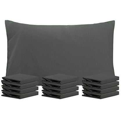  NTBAY 12 Pack 100% Brushed Microfiber Queen Pillowcases, Super Soft And Cozy, Wrinkle, Fade, Stain Resistant With Envelope Closure Pillow Cases, 20x30 Inches, Dark Grey