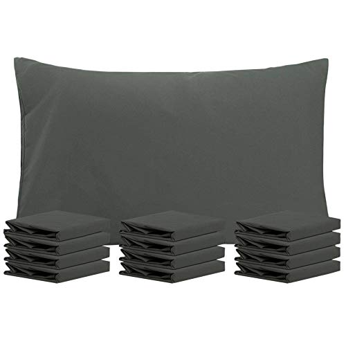  NTBAY 12 Pack 100% Brushed Microfiber Queen Pillowcases, Super Soft And Cozy, Wrinkle, Fade, Stain Resistant With Envelope Closure Pillow Cases, 20x30 Inches, Dark Grey