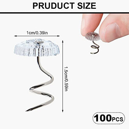 N/A 100 Pieces Clear Heads Twist Pins, Clear Heads Upholstery Pins, Upholstery Tacks Headliner Pins, Bed Skirt Pins For Holds Slipcovers And Bedskirts (100) (CN-001)