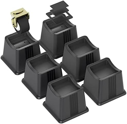  ZTON Bed Furniture Risers Elevation In Height 3" Heavy Duty Risers For Both Posts And Wheels Of Furniture Sofa Bed Couch Chair Table,Support Up To 3000 Lbs.(6 Pack,Grey)