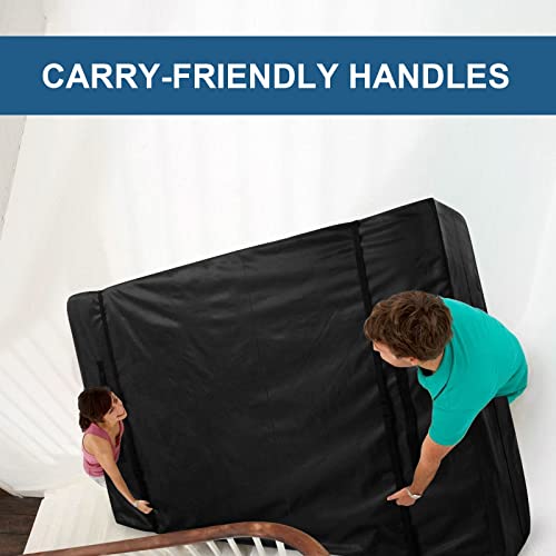  Mattress Bags For Moving, Twin Mattress Bags For Storage, Heavy Duty Mattress Bag With 8 Handles & Adjustable Straps, 100% Waterproof Mattress Cover For Moving, Reusable Thick Tarp, Black