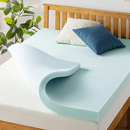  Best Price Mattress 2.5 Inch Ventilated Memory Foam Mattress Topper, Cooling Gel Infusion, CertiPUR-US Certified, Twin XL,Blue