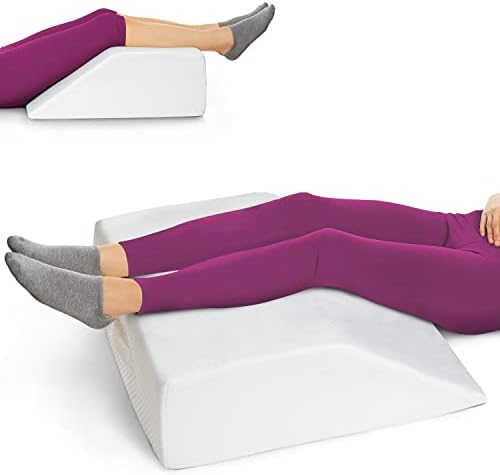 Leg Elevation Pillow - Leg Pillows For Sleeping - Cooling Gel Memory Foam Top, High-Density Leg Rest Elevating Foam Wedge | Relieves And Recovers Foot And Ankle Injury, Leg, Hip And Knee Pain