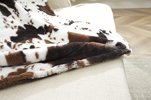  Faux Cowhide Throw Blanket (4.2 X 5.3 Ft) - Plush And Cozy Cow Print