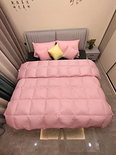  Natural Goose Down Feather Comforter Duvet,300TC Down Proof Cover, 650+ Fill Power,Soft Warm Brethable, Medium Warmth (Cal King Size, Pink)