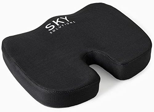  Sky Solutions Lumbar Support Pillow For Office Chair - Lower Back And Seat Support Cushion - Memory Foam Lumbar Pillow For Desk, Car, Couch, Travel - Gray