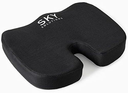  Sky Solutions Lumbar Support Pillow For Office Chair - Lower Back And Seat Support Cushion - Memory Foam Lumbar Pillow For Desk, Car, Couch, Travel - Gray