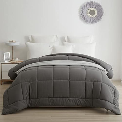  Down Alternative Comforter With Corner Tabs - Summer Quilted Light Weight Twin Size 140 GSM White Comforter, Machine Washable Microfiber Bedding