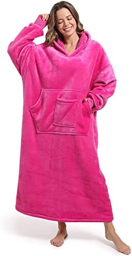  Oversized Wearable Blanket Sweatshirt For Women Men,Warm Cozy Fleece Sherpa Hooded Blanket With Deep Pockets For Adult Kids