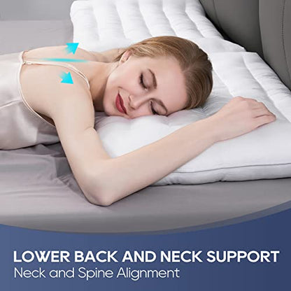 Stomach Sleeper Bed Pillows For Sleeping Queen Size, 2.5-Inch Height Ultra Thin Flat Slim Pillow For Stomach And Back Sleepers, Low Profile Pillow For Cervical Neck Alignment And Support, Cotton Cover