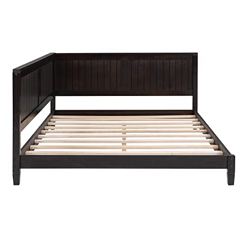  Merax Full Size Daybed, Wood Full Daybed Frame With Headboard, Full Size Sofa Bed, Perfect For Lounging, Sleeping Or Entertaining Guests, Espresso
