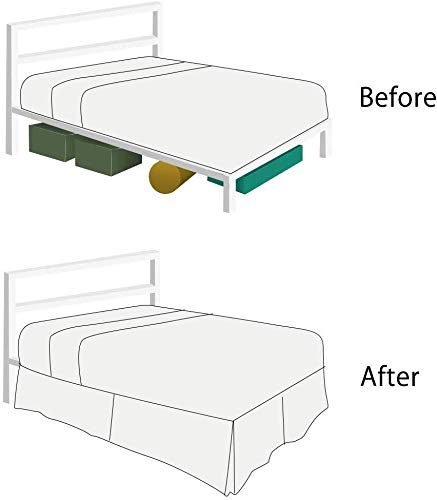  Bed Skirt Queen Size 100% Natural Cotton 800 Thread Count Premium Tailored Fit 1pc Bedskirt Queen Size 12" Drop Length White Solid