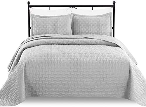  Luxe Bedding 3-Piece Oversized Quilted Bedspread Coverlet Set (King/Calking, WAVA/Navy)