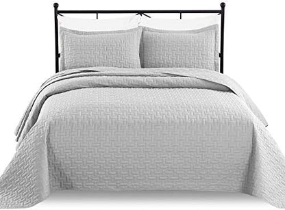 Luxe Bedding 3-Piece Oversized Quilted Bedspread Coverlet Set (King/Calking, WAVA/Navy)