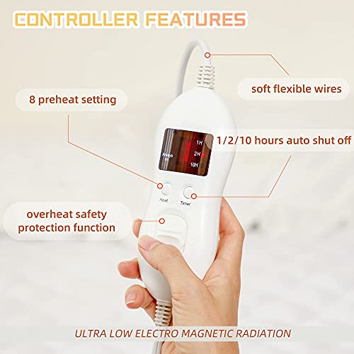  Heated Mattress Pad King Size Adjustable Zone Heating With 8 Heat Settings Controller Quilted Electric Mattress Pad Fit Up To 21 Inch