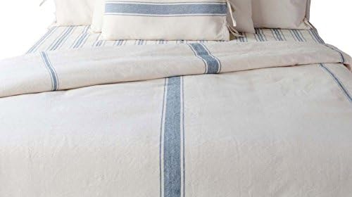  By Raghu 90x94 (tie Closure) Grain Sack Solid Colonial Blue-Cream Duvet Cover,Queen,DQ165014