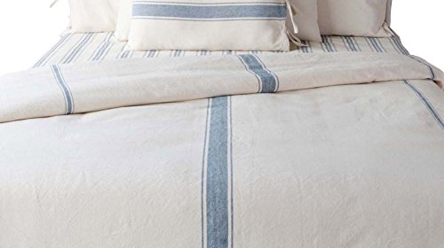  By Raghu 90x94 (tie Closure) Grain Sack Solid Colonial Blue-Cream Duvet Cover,Queen,DQ165014