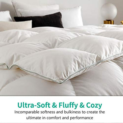 APSMILE Luxurious King Goose Feathers Down Comforter, Ultra-Soft Pima Cotton Goose Down Duvet, 39oz Hotel Collection Down Comforter Medium Warmth All Season Fluffy Duvet Insert (106x90, White)