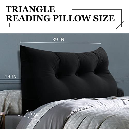  Rucener Triangular Headboard Wedge Pillow Triangular Removable Headboard Backrest Large Bolster Triangular Headboard Backrest Daybed Cushion Daybed Pillows Headboard Pillow Black Twin Size