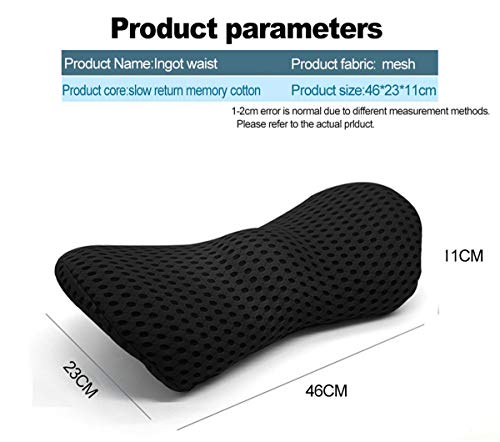  KOKYPLO Memory Foam Lumbar Support Back Cushion Pillow Balanced Firmness For Lower Back Pain Relief - Ideal Back Pillow For Office Chair,Car Seat, Recliner, Bed (Black)