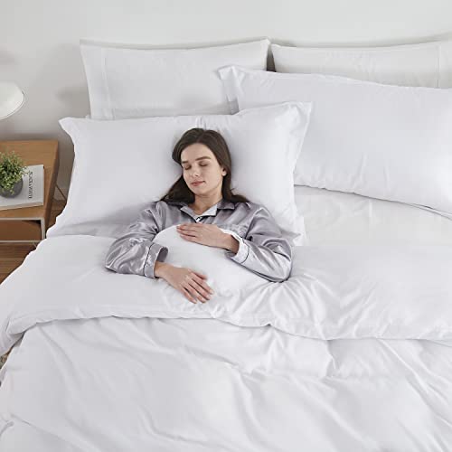  Hearth & Harbor White Duvet Cover Queen Size - 3 Piece Queen Duvet Cover Set, Soft Double Brushed Queen Size Duvet Covers With Button Closure, 1 Duvet Cover 90x90 Inches And 2 Pillow Shams