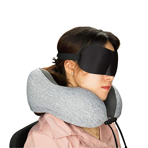  Vento Memory Foam Travel Pillow - Airplane Neck Pillow For Air Travel, Compact & Adjustable Memory Foam Neck Pillow, Air Plane Travel Kit With Earplugs Eye Masks And Portable Bag, Comfort Compressible