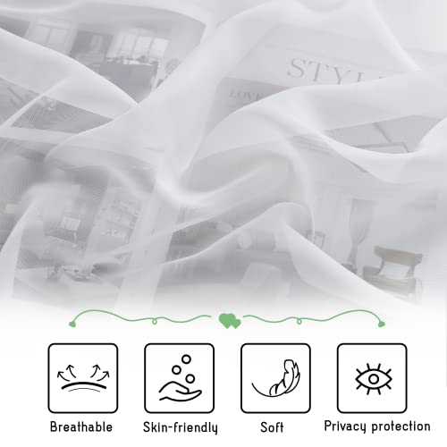  Canopy Bed Sheer Curtains For Queen/King/Twin/Full Size, 8 Panels For Girls Boys Adults Bed, Home Bedroom Decor (White, 45 Inch Width X 96 Inch Length)