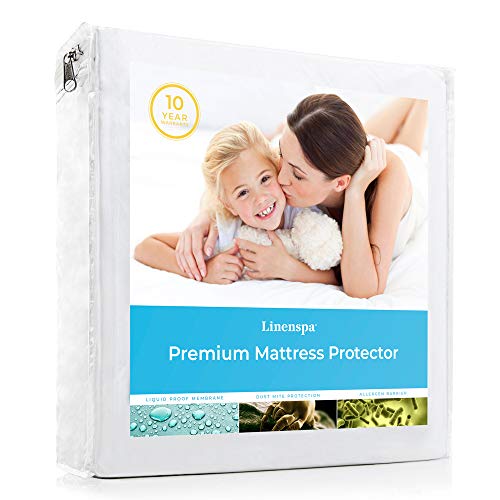  INENSPA 3 Inch Gel Infused Memory Foam Twin Mattress Topper & Premium Smooth Fabric Mattress Protector-100% Waterproof-Hypoallergenic-Vinyl Free Protector, Twin, White