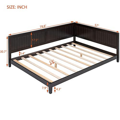  Merax Full Size Daybed, Wood Full Daybed Frame With Headboard, Full Size Sofa Bed, Perfect For Lounging, Sleeping Or Entertaining Guests, Espresso