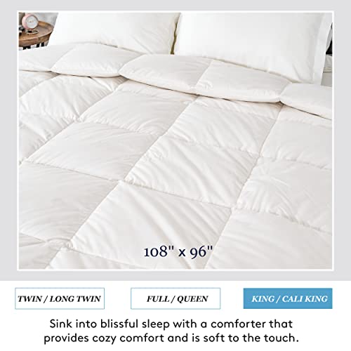 Medium Warmth Premier Down Comforter With Sewn In Duvet Corner Loop Attachments, King/California King Size Bed, White
