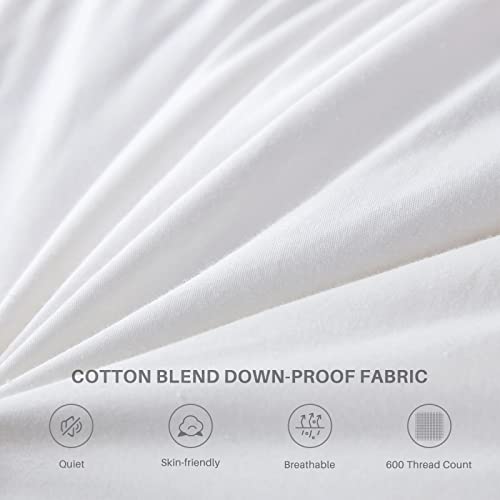  Feathers Down Comforter King Size Lightweight For Summer Hotel Collection King Down Comforter 750+ Fill Power White Fluffy Ultra-Soft Down Duvet Insert With Corner Tabs (106x90, 35 Oz)