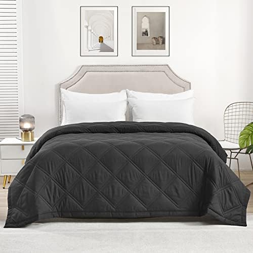  COMFLIVE Down Alternative Blanket With Satin Trim, Queen Size Blanket For Bed, Lightweight Blanket For All Seasons - Winter Summer Comfort Soft (Beige, Full/Queen)