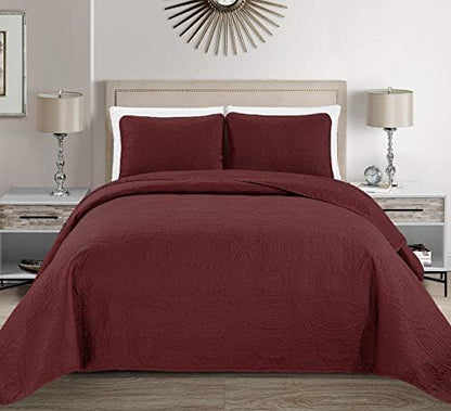  Linen Plus Collection 3 Pieces King/California King Over Size Embossed Coverlet Bedspread Set Solid Silver 118" X 106" New
