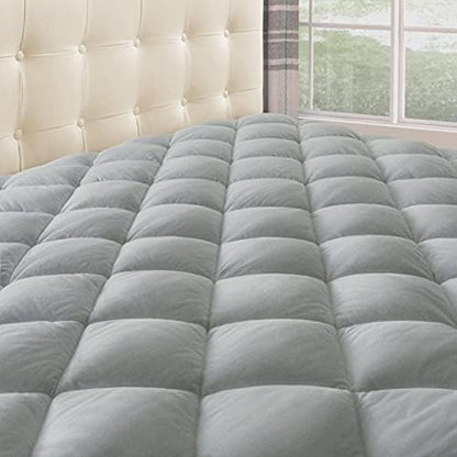  Queen Quilted Mattress Pad Cover With Deep Pocket (8"-21"), Cooling Soft Pillowtop Bed Mattress Cover, White