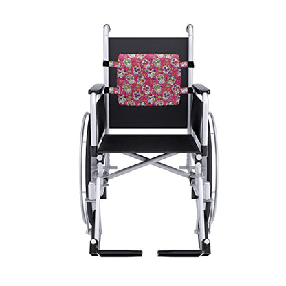  Ambesonne Sugar Skull Lumbar Back Support Pillow, All Saints Day Oriental Mexican Flowers Hearts Vibrant Design Print, High Density Foam For Office Chairs Car Seats, 14" X 13", Hot Pink Purple Green