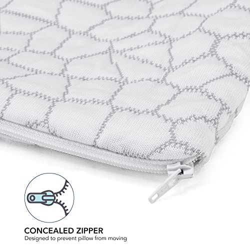  Cooling Fiber Pillow Cover Queen Size 1 Pack, Luxury Bamboo Pillow Cover For Hotel Pillows Memory Foam Pillows Down Pillow With Smooth Zipper, Cool Pillow Case For Hot Sleepers-Machine Washable Cover