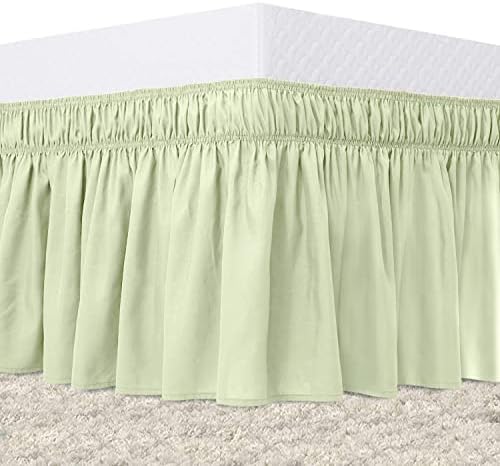  Bed Skirt King Size White Elastic Dust Ruffle Three Side Wrap Around Dust Ruffled White Skirts Easy Fit Wrinkle And Fade Resistant For King/Cal King Size Beds 15 Inch Drop