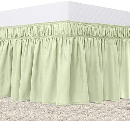  Bed Skirt King Size White Elastic Dust Ruffle Three Side Wrap Around Dust Ruffled White Skirts Easy Fit Wrinkle And Fade Resistant For King/Cal King Size Beds 15 Inch Drop