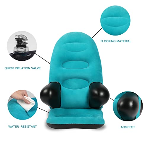  Inflatable Armrest Lounge Chair Couch, Foldable Air Chair Lazy Couch For Gaming Reading Indoor Outdoor, Blue（Air Pump Included）