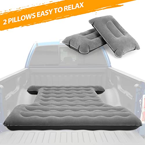  Truck Bed Air Mattress For 5.5-5.8Ft Inflatable Air Mattress For Short Truck Beds Truck Tent Camping Accessories With Pump Pillows Full Size Compatible With F150, Ram, GMC, Ect