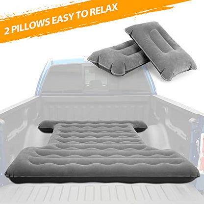  Truck Bed Air Mattress For 5.5-5.8Ft Inflatable Air Mattress For Short Truck Beds Truck Tent Camping Accessories With Pump Pillows Full Size Compatible With F150, Ram, GMC, Ect