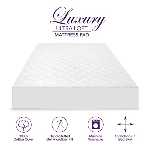  Luxury UltraLOFT Gel Microfiber Mattress Pad, Queen, White