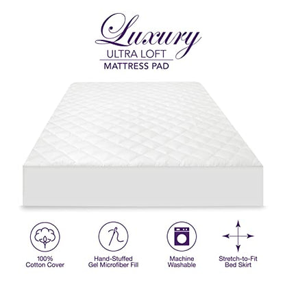  Luxury UltraLOFT Gel Microfiber Mattress Pad, Queen, White
