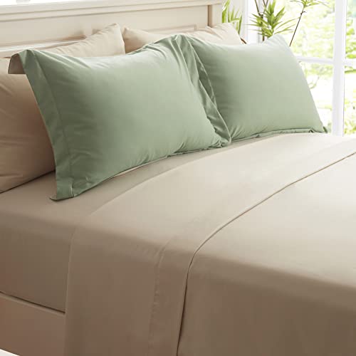  Anluoer Queen Size Bed In A Bag 7 Pieces, Sage Green Bed Comforter Set With Comforter And Sheets, All Season Bedding Sets With 1 Comforter, 2 Pillow Shams, 2 Pillowcases, 1 Flat Sheet,1 Fitted Sheet