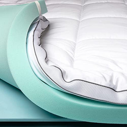  ViscoSoft 4 Inch Pillow Top Memory Foam Mattress Topper Twin XL - Extra Long - Made In USA - Serene Dual Layer Pad