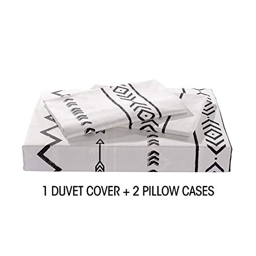 Duvet Cover King,600 Thread Count Cotton 3pcs King Duvet Cover Set Black Stripe Geometric Printed On White,Reversible With Zipper Closure 1 Duvet Cover And 2 Pillow Shams(King,Tuscan)