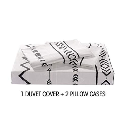  Duvet Cover King,600 Thread Count Cotton 3pcs King Duvet Cover Set Black Stripe Geometric Printed On White,Reversible With Zipper Closure 1 Duvet Cover And 2 Pillow Shams(King,Tuscan)