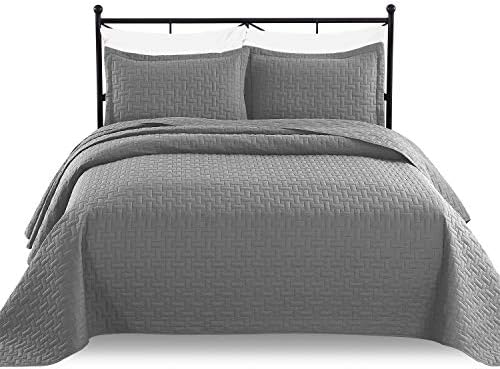  Luxe Bedding 3-Piece Oversized Quilted Bedspread Coverlet Set (King/Calking, WAVA/Navy)